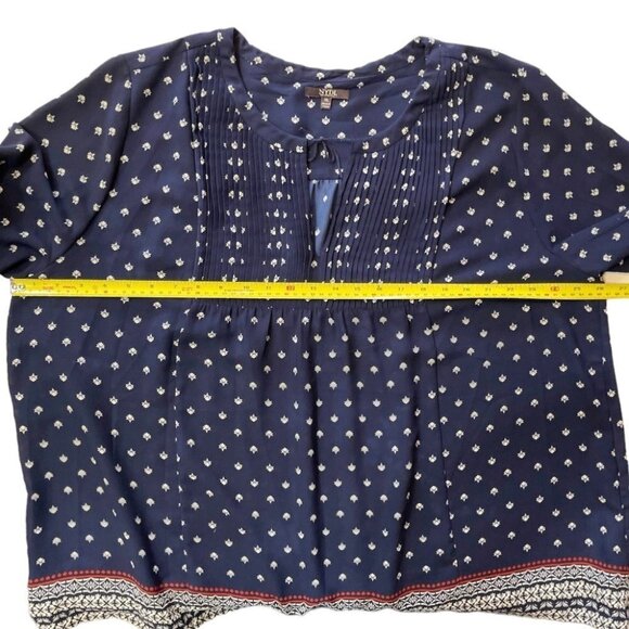 NYDJ LOS ANGELES Women's Split Neck 70's Style Smock Tunic Top XL Multicolor - Picture 13 of 16